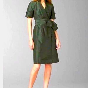 Diane von Furstenberg | Silk Green Short Sleeve Midi Wrap Dress, Size 4
